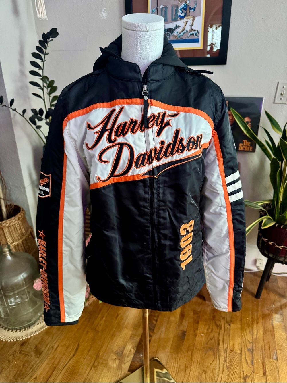 Harley-Davidson Black, White & Orange Racing Zip Jacket